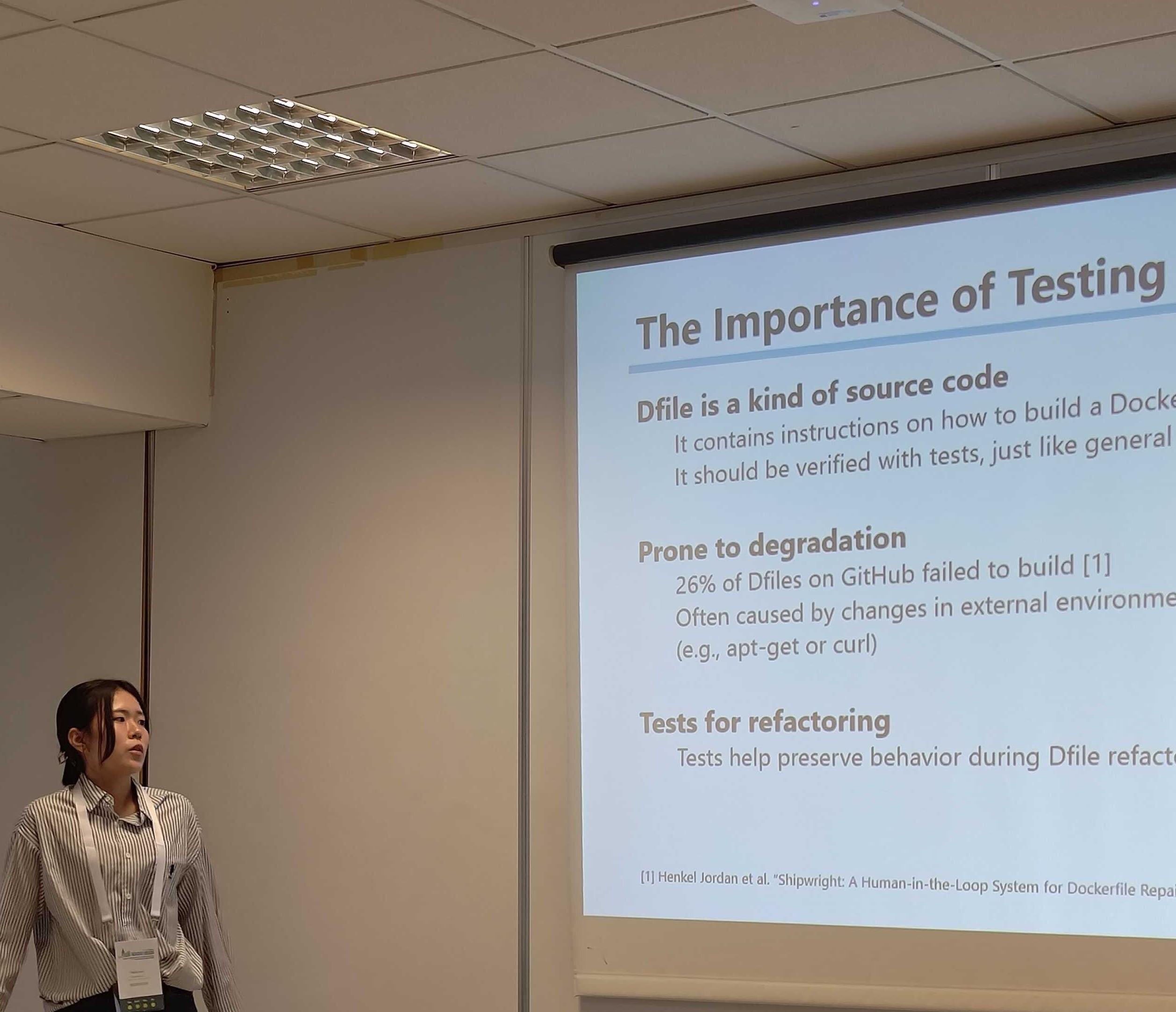 後藤 有希さんは、“<a href="//sdl.ist.osaka-u.ac.jp/pman/pman3.cgi?D=868" className="not-prose underline text-lime-500 hover:text-red-600">Toward Automated Test Generation for Dockerfiles Based on Analysis of Docker Image Layers</a>”というタイトルで発表しました。